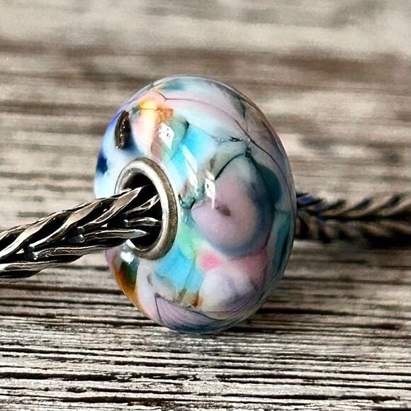 Summersday Artisan Trollbeads Style Trollstone Pastel Muted Blue Purple Teal NEW - Picture 3 of 11
